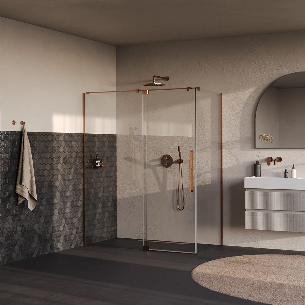 Brauer Stellar douchecabine met draaideur 160x90cm koper geborsteld PVD