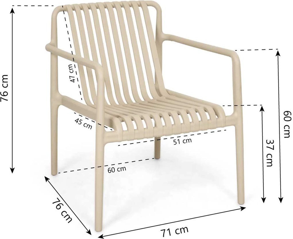 Tuinstoel Kunststof Zand/Beige Domani Furniture Alba  loft