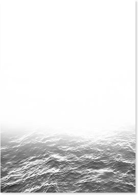Schilderij - De stilte van de oceaan, zwart en wit