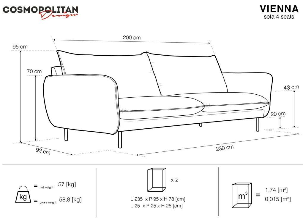 4-zitsbank Vienna bouclé | Cosmopolitan Design