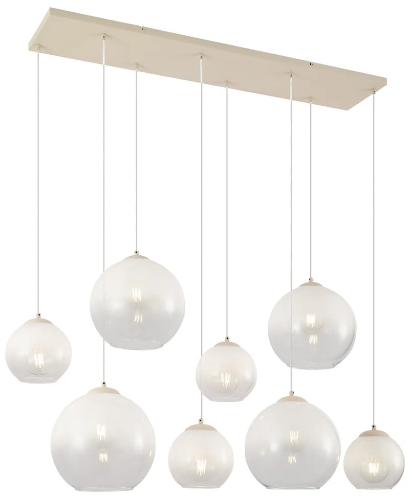 Art Deco hanglamp beige met wit glas 8-lichts - Sandra