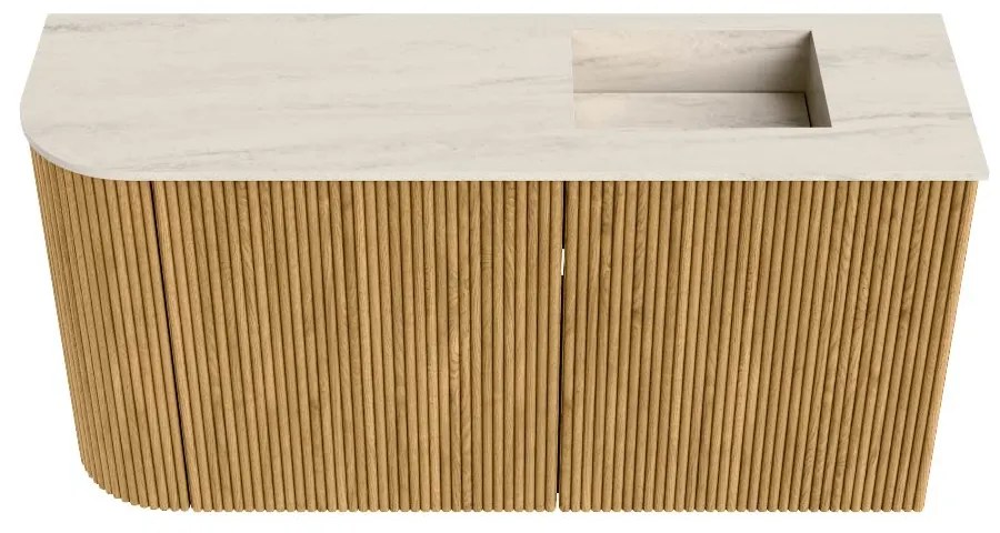 Mondiaz Joya DLux 80cm toiletmeubel ronding links oak met wastafel faye rechts zonder kraangat meli