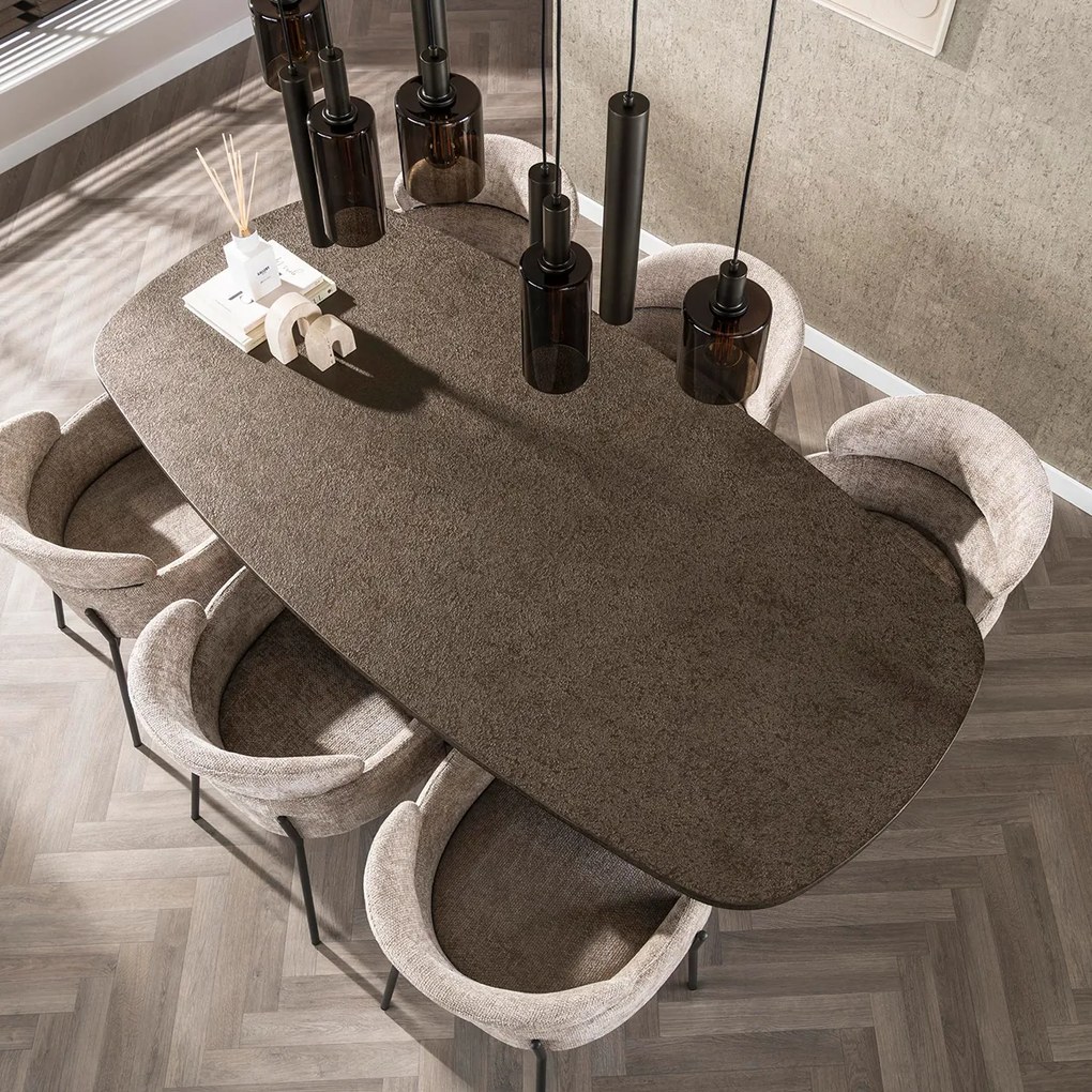 Ovale Eettafel Met Brons Blad 180cm - 215 X 105cm.