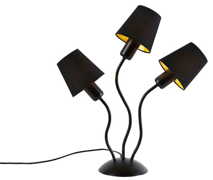Design tafellamp zwart 3-lichts met klemkappen - Wimme Design E27 Binnenverlichting Lamp