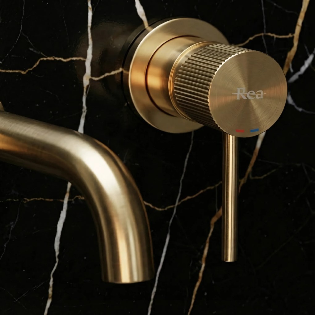 Inbouw wastafelkraan Rea Lungo Stripe Brush Gold