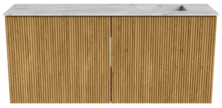 Mondiaz Joya DLux 90cm toiletmeubel oak met wastafel faye rechts zonder kraangat glace