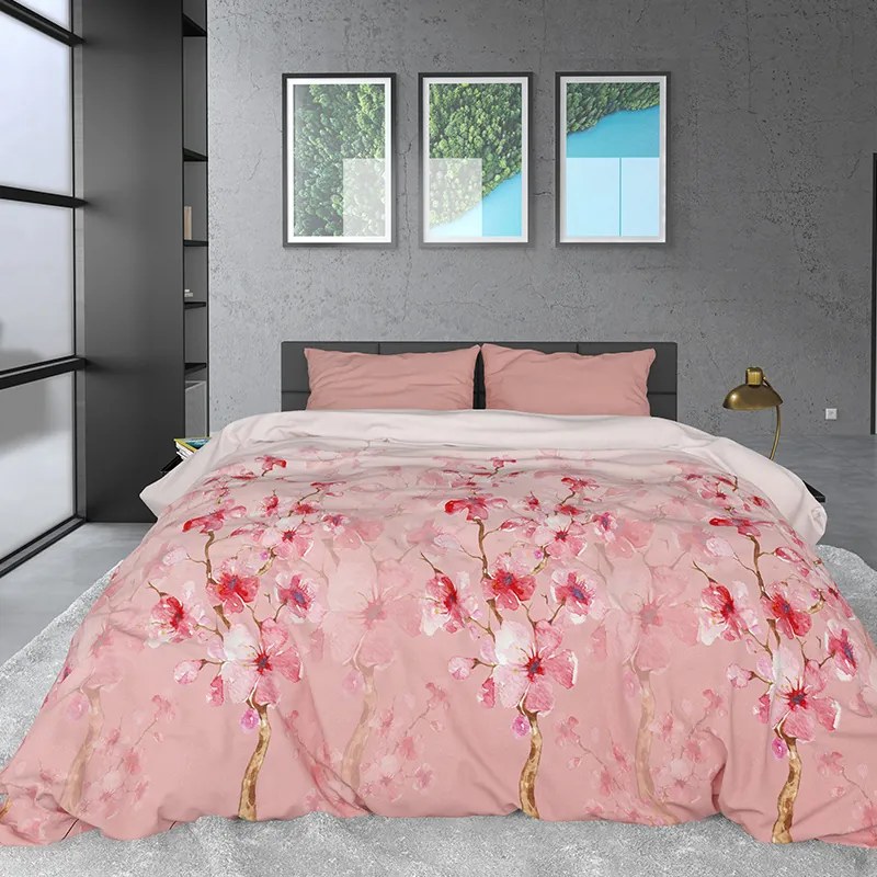 Sleeptime Elegance Flowers Lizzy - Verwarmend Flanel - Roze 1-persoons (140 x 200/220 cm + 1 kussensloop) Dekbedovertrek