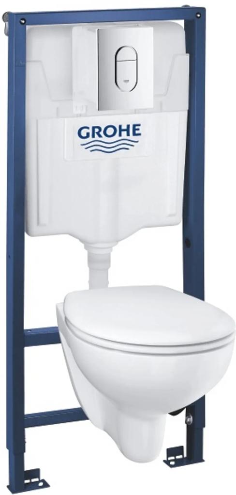 Grohe Solido Compact 5-in-1 toiletset met witte softclose zitting en chromen drukplaat