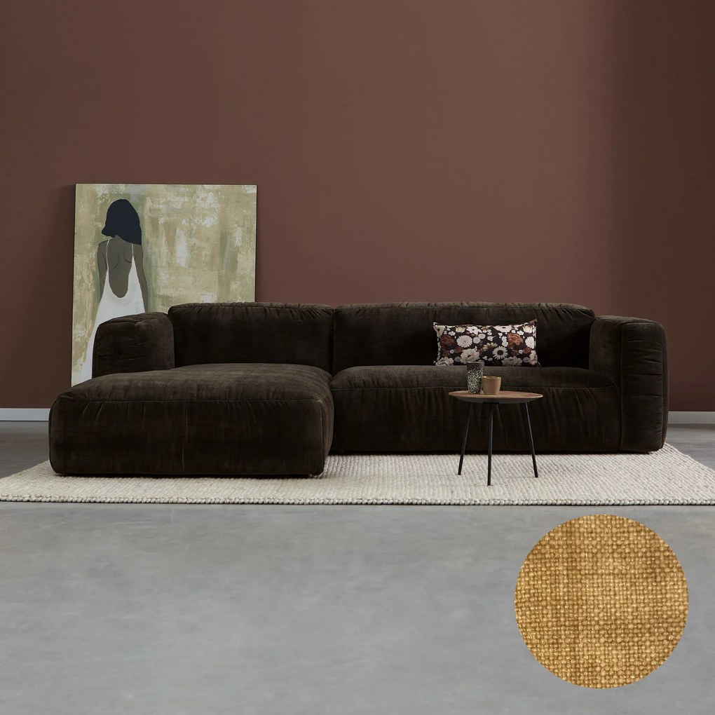 Beige Hoekbank Met Chaise Longue Links