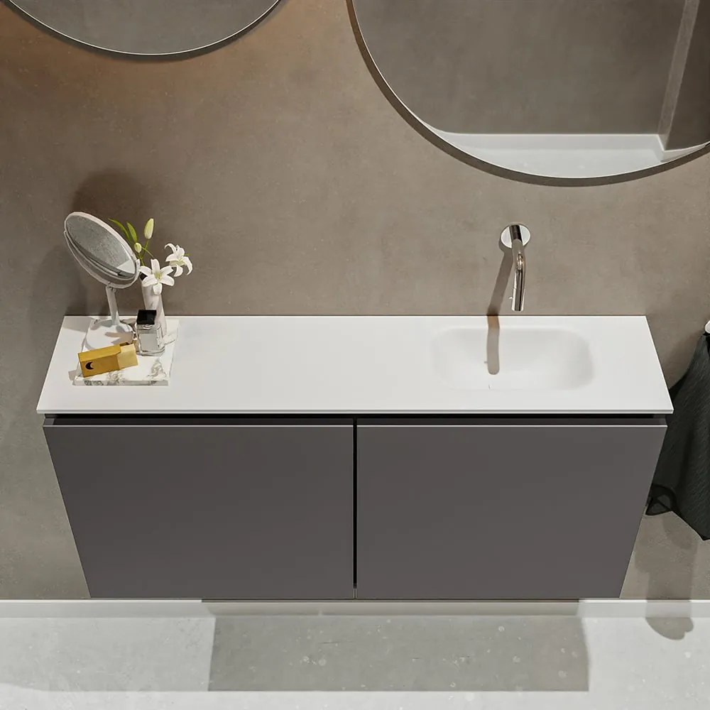 Mondiaz Ture 100cm toiletmeubel dark grey met wastafel talc rechts geen kraangat