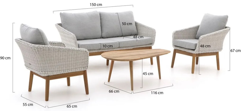 Intenso Borgetto/ROUGH-K stoel-bank loungeset 4-delig