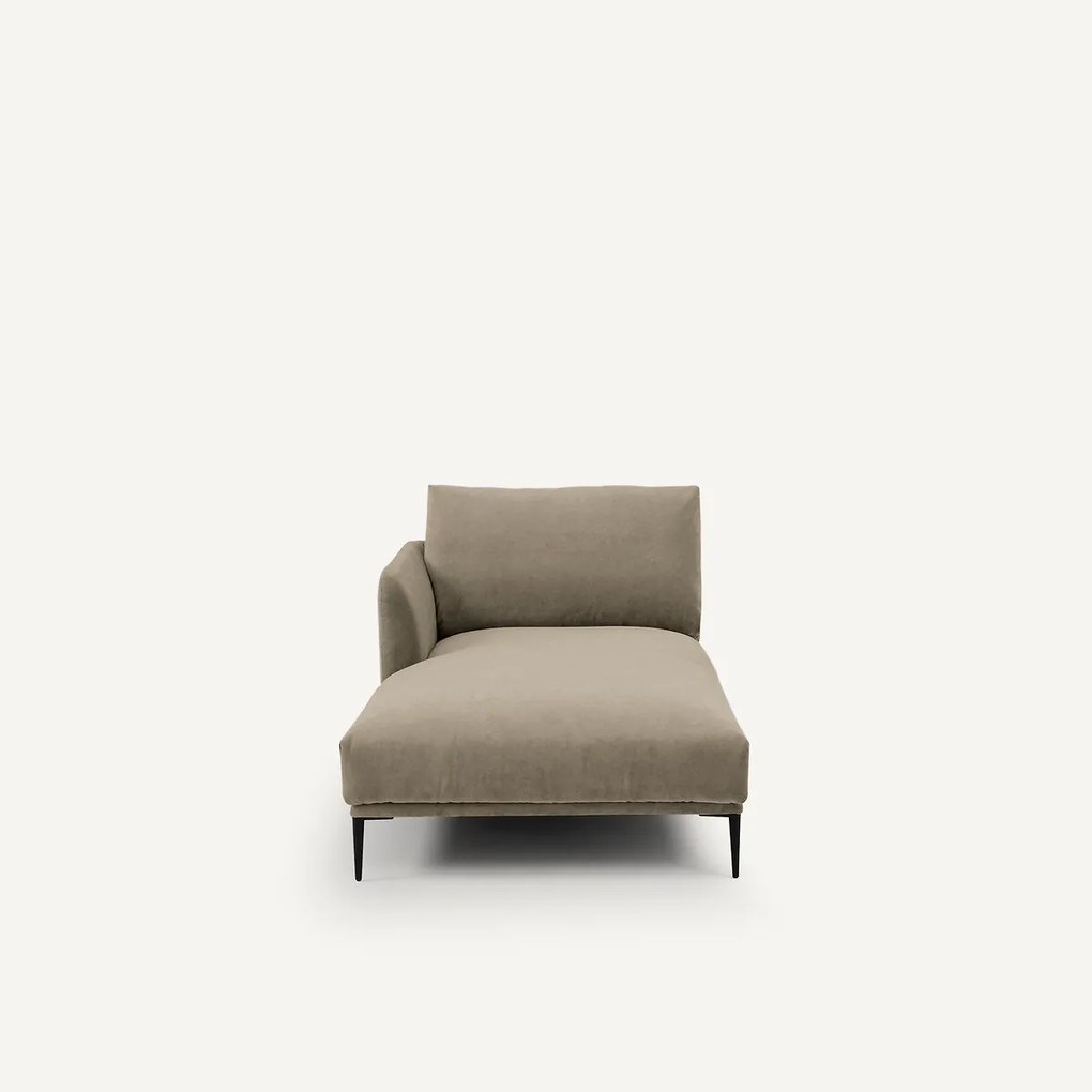 Longchair, in stonewashed fluweel, Oscar, ontwerp Emmanuel Gallina