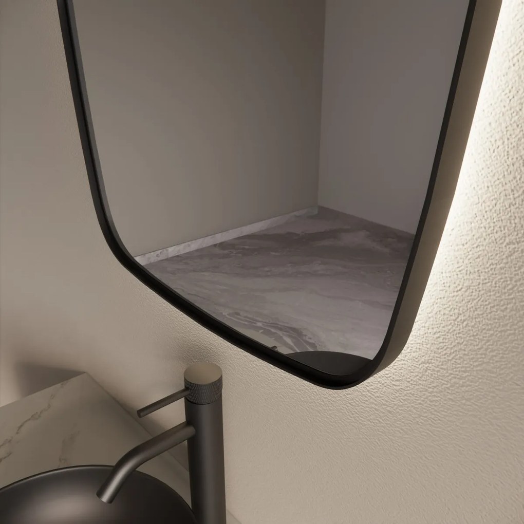 Gliss Design Epos spiegel met LED-verlichting 60x100cm verticaal mat zwart