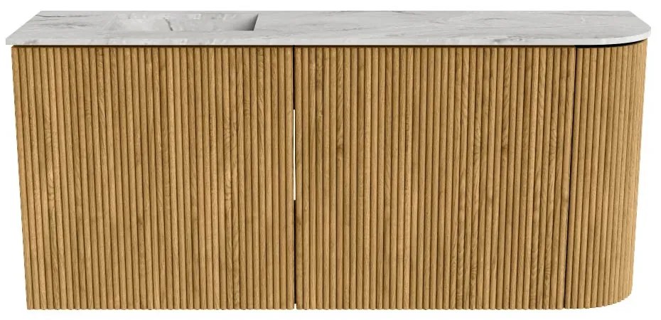 Mondiaz Joya DLux 90cm toiletmeubel ronding rechts oak met wastafel faye links zonder kraangat glace
