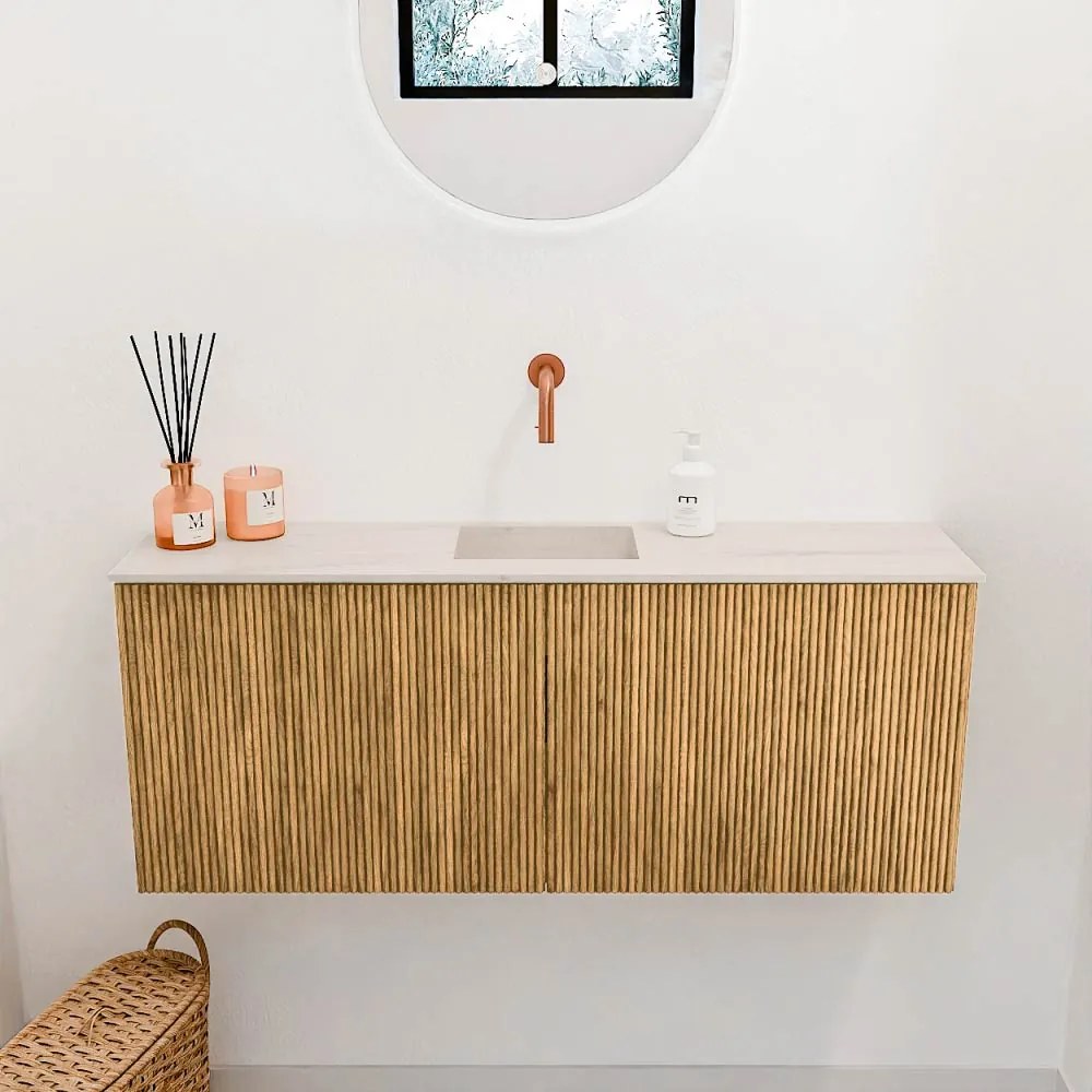 Mondiaz Joya DLux 100cm toiletmeubel oak met wastafel faye midden zonder kraangat meli