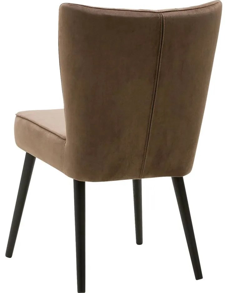 Goossens Eetkamerstoel Rob bruin velvet stof leuning, urban industrieel