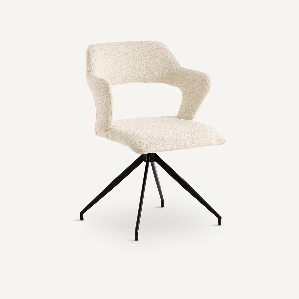 Draaiende tafelfauteuil, bouclé stof, Asyar