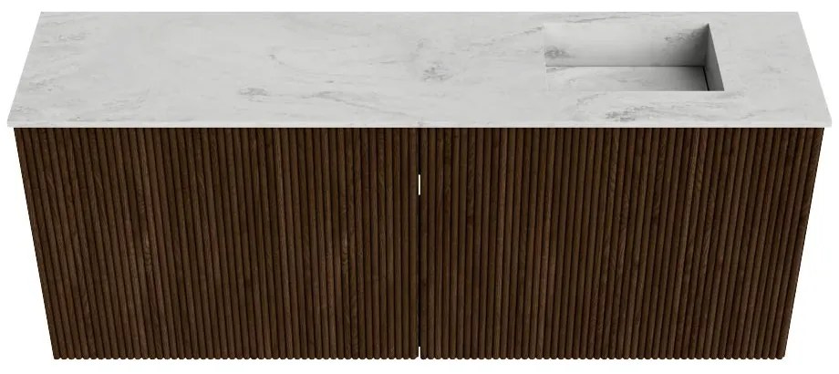 Mondiaz Joya DLux 100cm toiletmeubel walnut met wastafel faye rechts zonder kraangat opalo