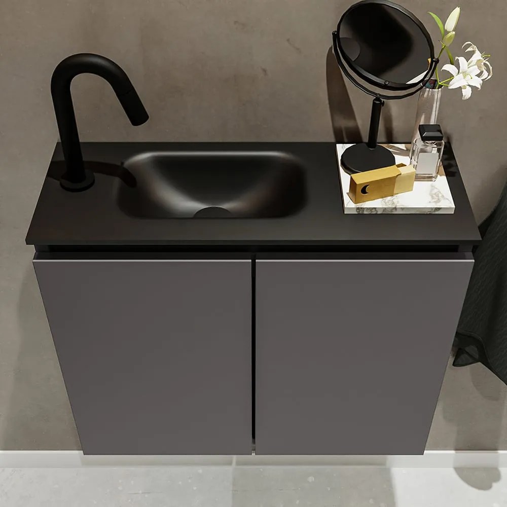 Mondiaz Ture 60cm toiletmeubel dark grey met wastafel urban links 1 kraangat