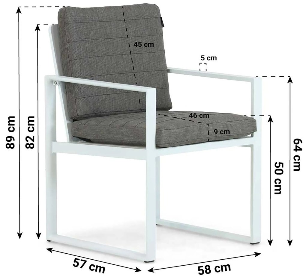 Tuinstoel Aluminium Wit Lifestyle Garden Furniture Nuno