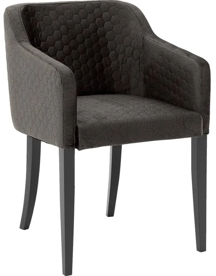 Goossens Eetkamerstoel Peda grijs stof met armleuning, elegant chic