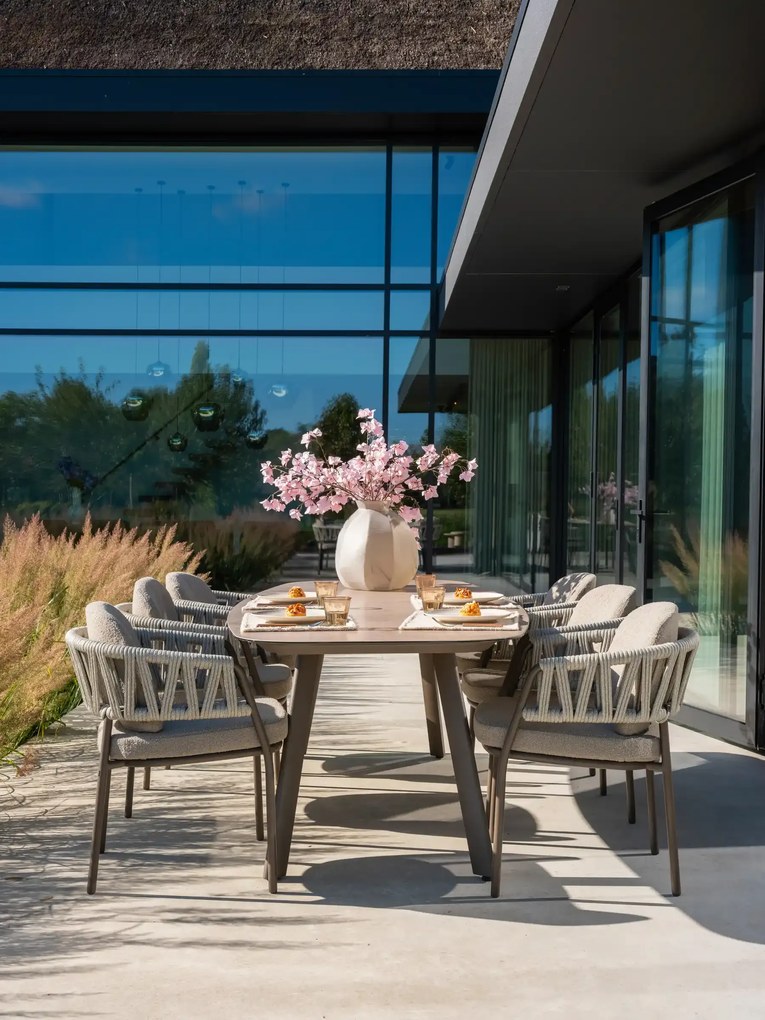 Taste by 4 Seasons Calma tuinset terre met Manolo tafel met geprint keramisch blad 240 cm Tuinset   bruin weerbestendig