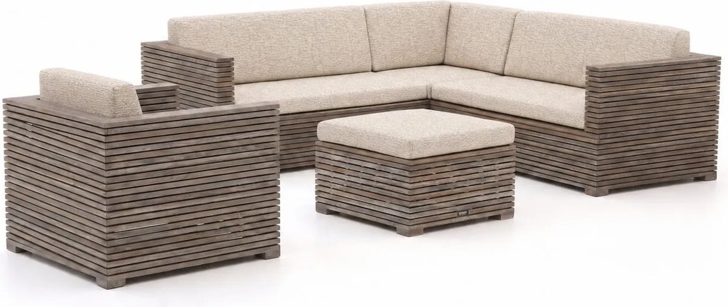 + 15% kassakorting | Hoek loungeset ROUGH  | 6 personen | Loungeset Old Teak Greywash | Hoekbank Teakhout | Kees Smit Tuinmeubelen
