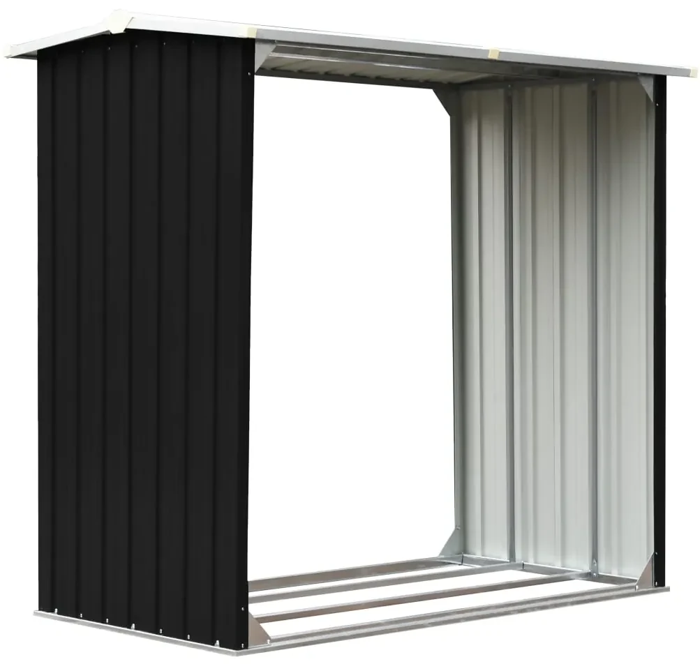 vidaXL Haardhoutschuur 172x91x154 cm gegalvaniseerd staal antraciet
