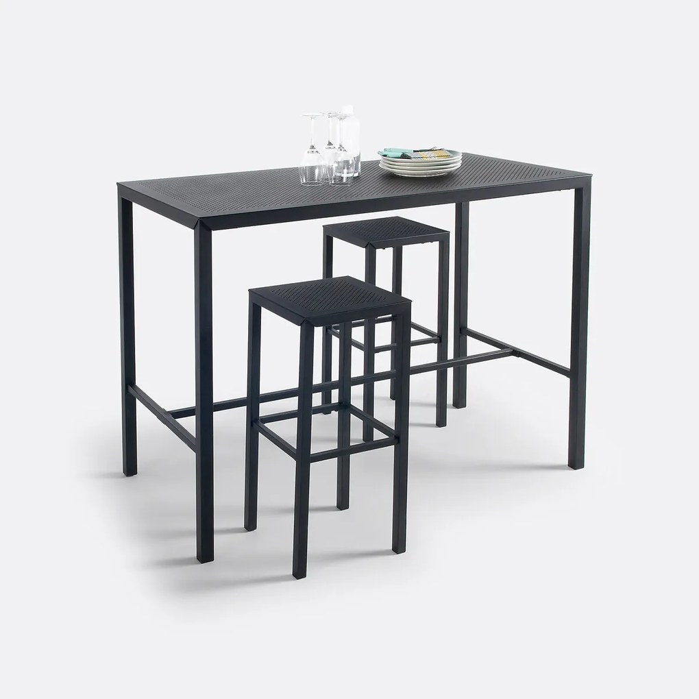 Hoge eettafel in geperforeerd staal metaal, Choe