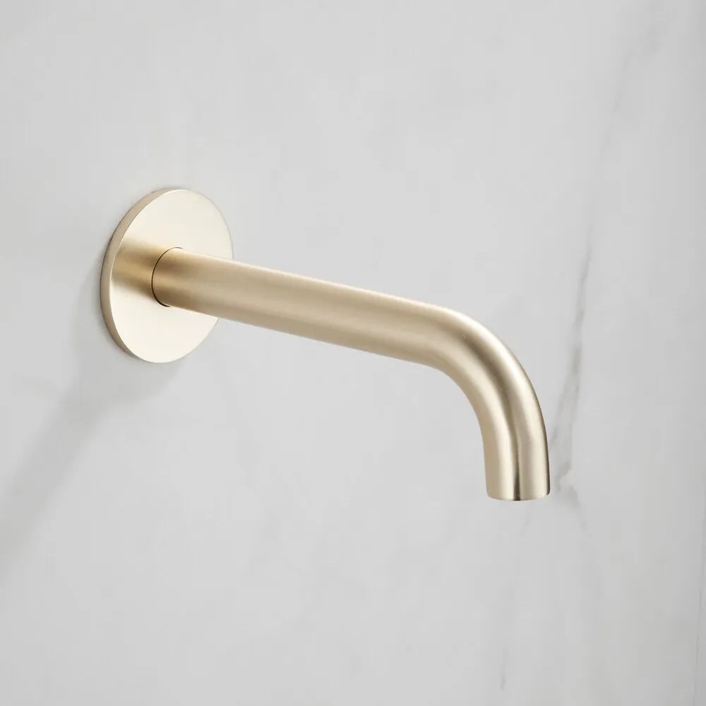 Saniclear Plus Curved Pro inbouw badkraan met 20cm uitloop geborsteld messing - mat goud