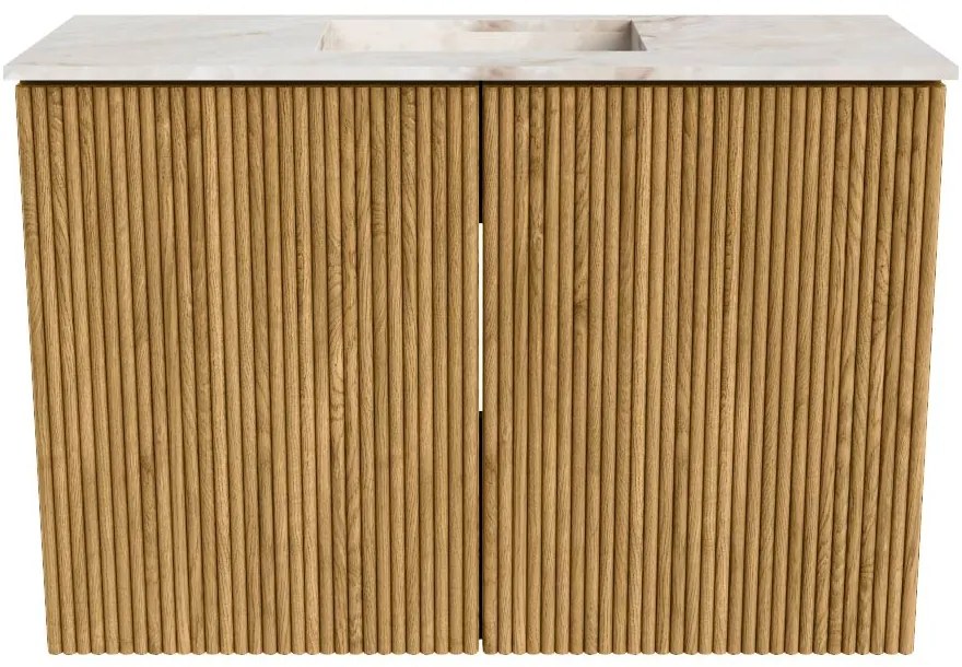 Mondiaz Joya DLux 60cm toiletmeubel oak met wastafel faye midden zonder kraangat frappe