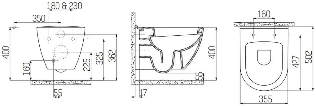 Sanigoods Merano wandcloset met bidet sproeier wit/goud