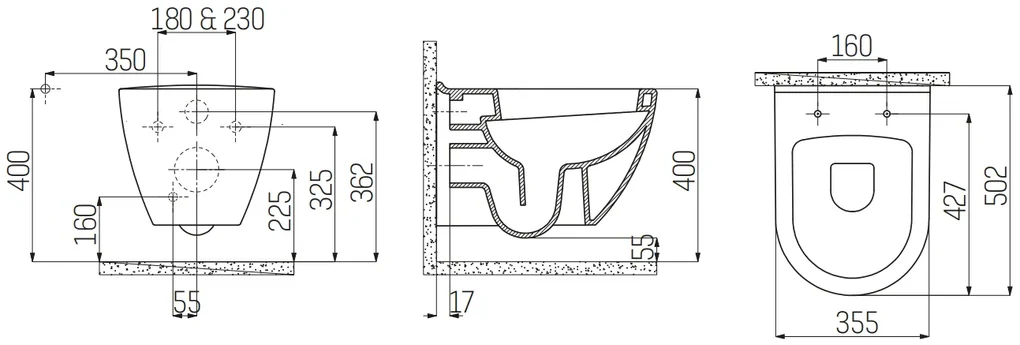 Sanigoods Merano wandcloset met bidet sproeier wit/goud