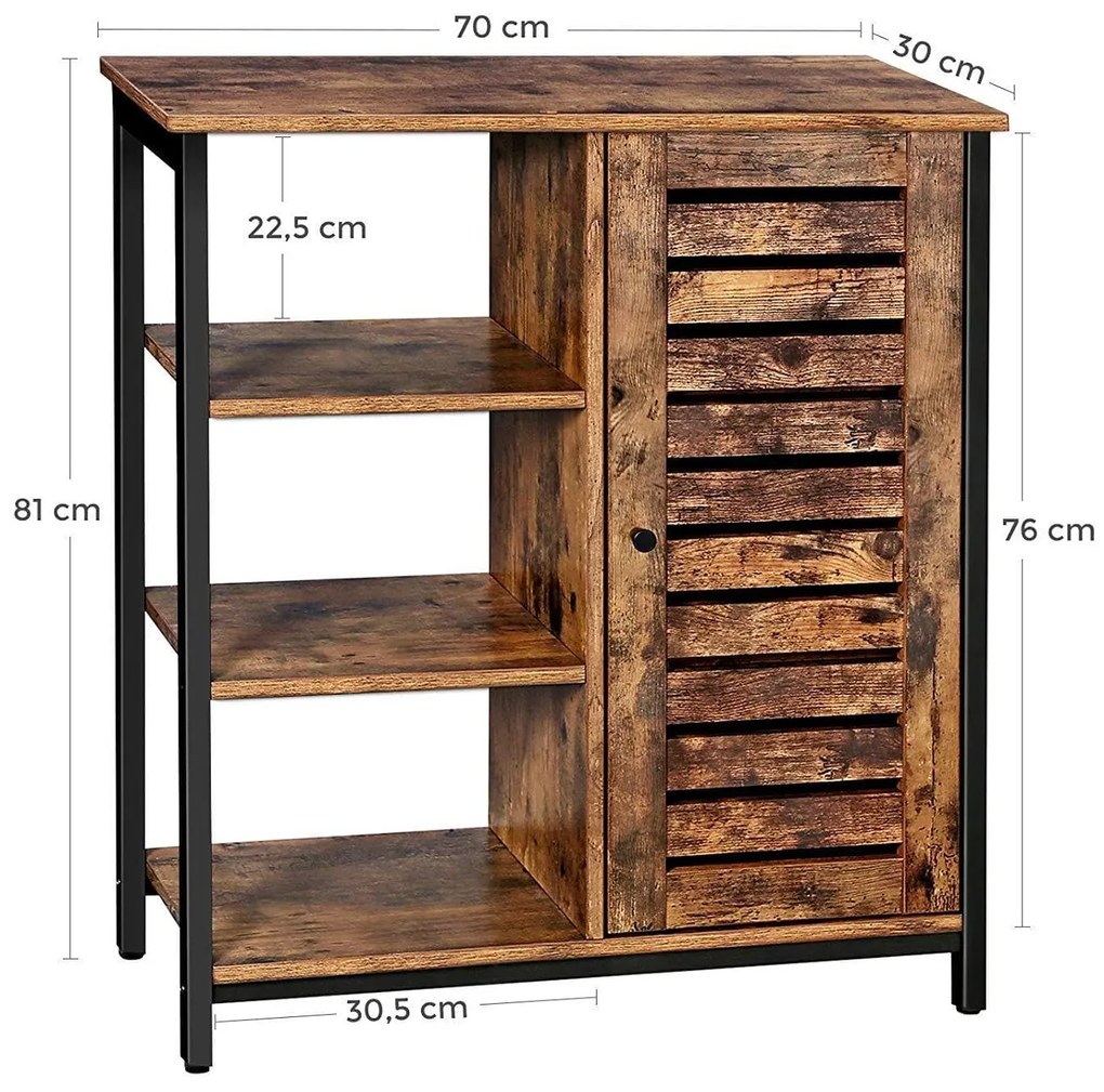 Nancy's Childress Opbergkast - Dressoir - Kast met 3 Planken - Bruin - 70 x 30 x 81 cm
