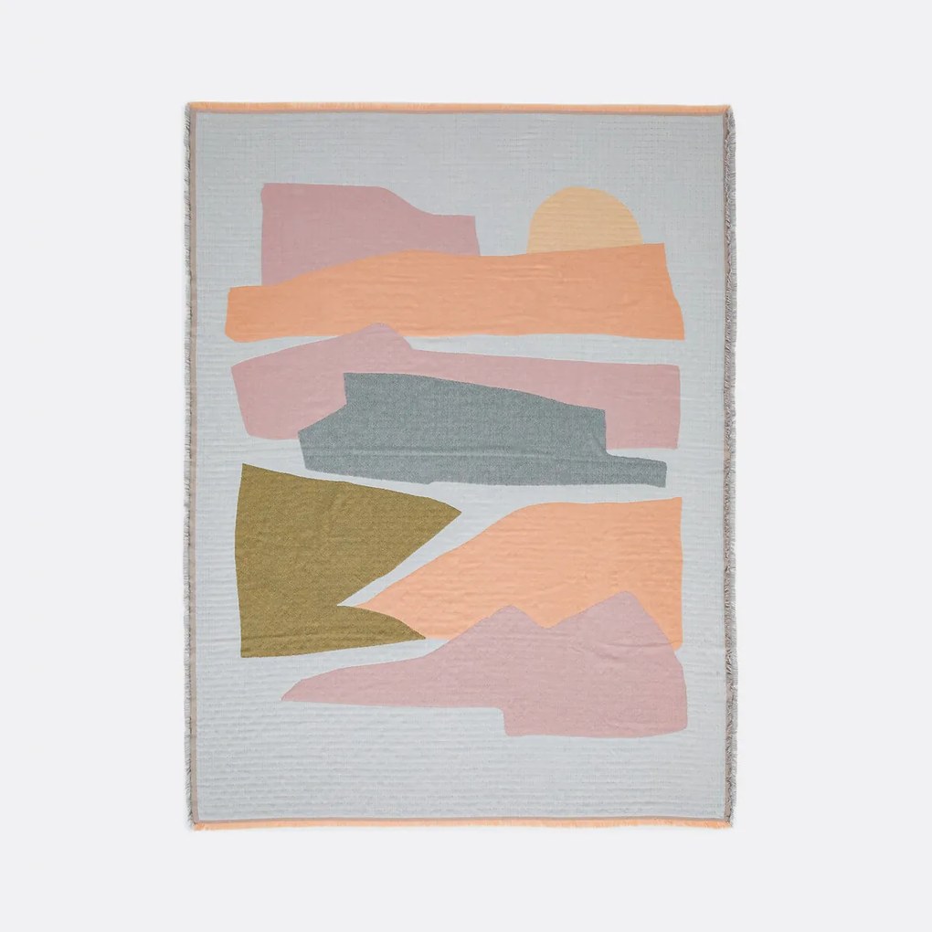 Gedessineerde jacquard plaid met franje aan de randen, LIZ