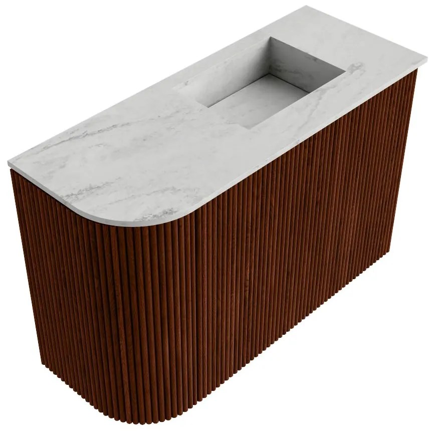Mondiaz Joya DLux 60cm toiletmeubel ronding links ruby met wastafel faye rechts 1 kraangat opalo