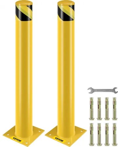 VEVOR 2 stuks 91,4 cm parkeerbeveiligingspaal, parkeerpaal, 20 x 20 cm parkeerpaal, parkeerpaal, verkeersbuispaal, geschikt voor binnen- en buitenparkeerplaatsen
