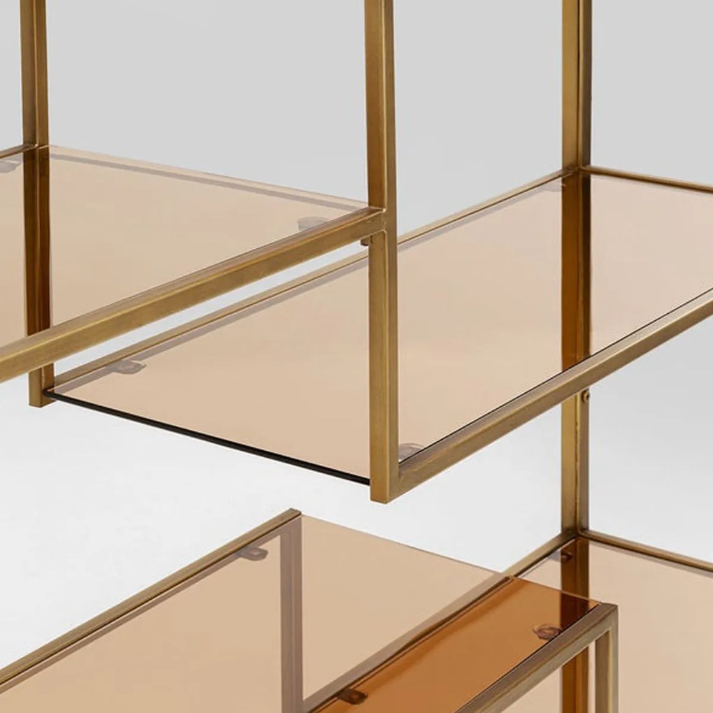 Hoog Wandrek Staal Met Glas Goud - 115x30x195cm.