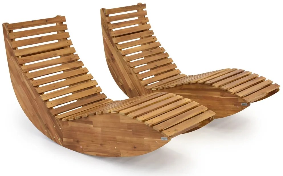 Set van twee houten ligbedden Kanpur Garden Point