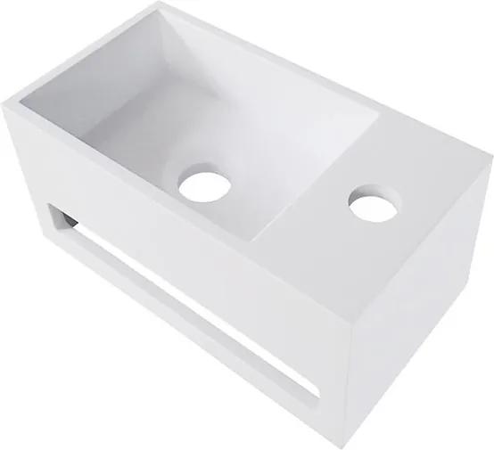 Fontein Toilet Yano - Toiletmeubel Wc Solid Surface - Mat Wit Rechts 36x16 cm