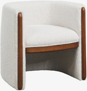 Set Van 4 Eetkamerstoelen Met Armleuningen Van Hout En Bouclé Stof Bekasi Uit Witte Bouclé Stof - Sklum