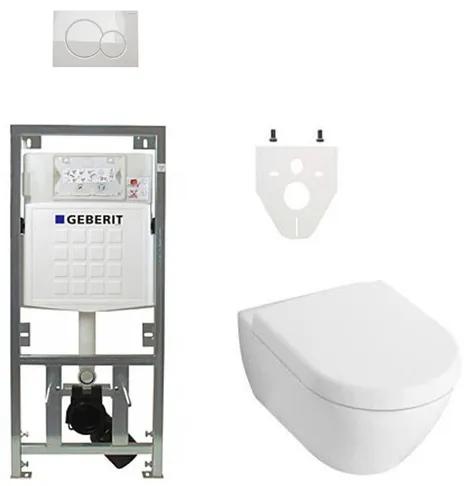 Villeroy en Boch Subway 2.0 DirectFlush ceramic+ toiletset met Geberit reservoir en bedieningsplaat wit