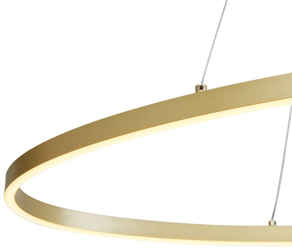 Design hanglamp messing 120cm incl. LED 3-staps dimbaar - Ovallo