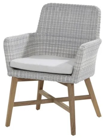4 Seasons Outdoor | Lisboa dining chair teak legs SALE Tuinstoel lichtgrijs weerbestendig