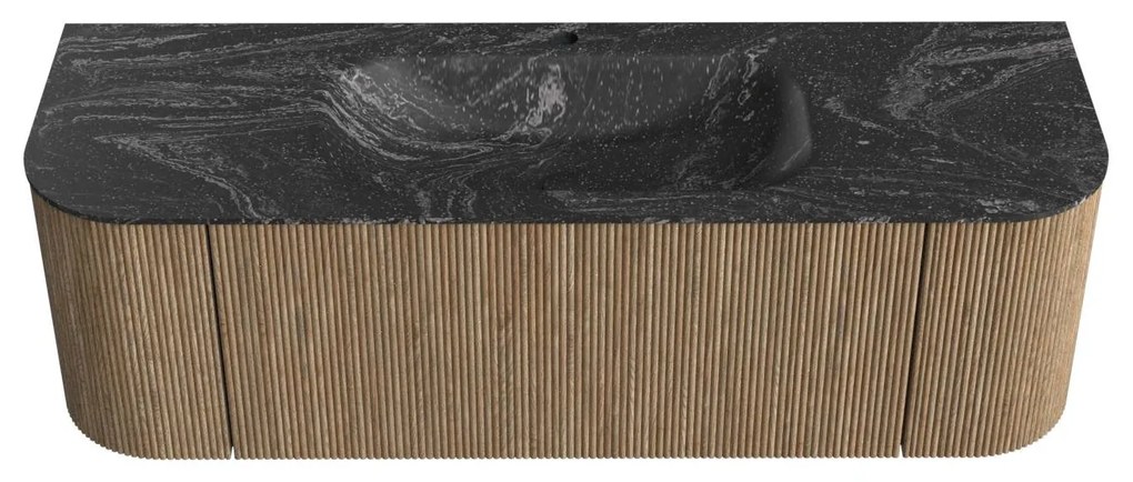 Mondiaz Kurve-dlux 140cm badmeubel ronding links/rechts dusk met 1 lade en 2 deuren en wastafel big small midden 1 kraangat lava
