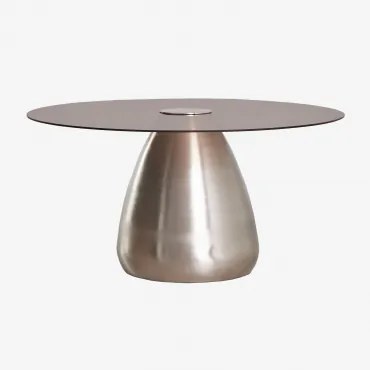 Ronde Salontafel Ø80 Cm Van Gehard Glas Mariana Geborsteld Grijs - Sklum