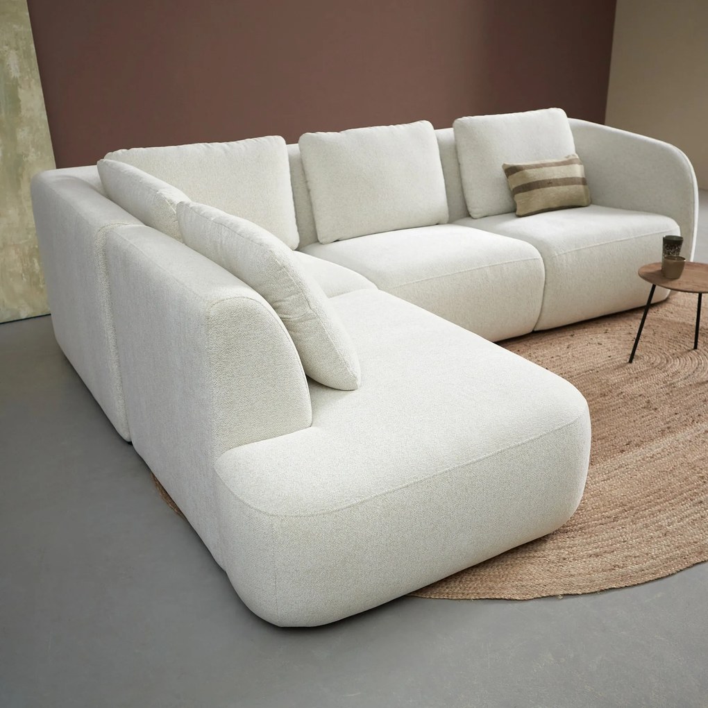 PEPP Interiors Cloud Hoekbank Met Ronde Vormen Ottoman Links Creme Raven 22