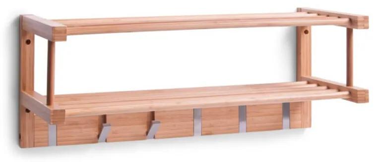 Wandkapstok hout met 6 inklapbare metalen kapstokhaken