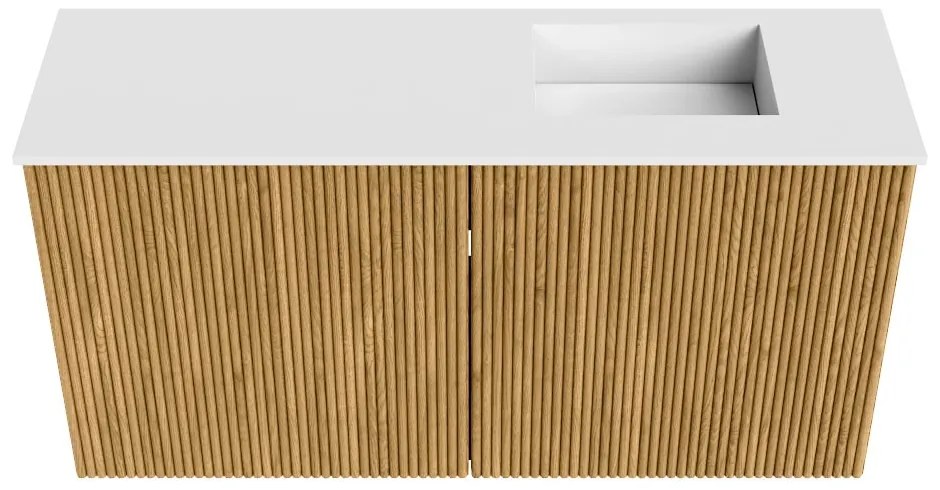 Mondiaz Joya 80cm toiletmeubel oak met wastafel faye rechts 1 kraangat talc