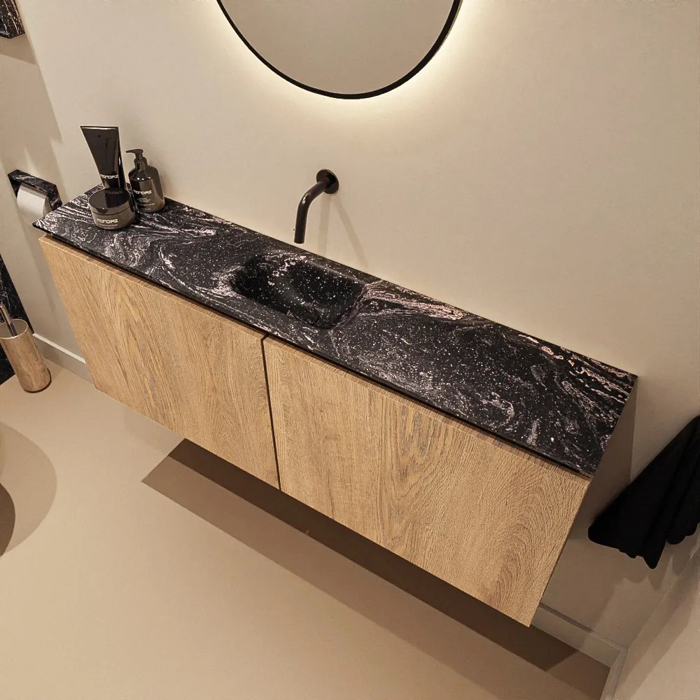 Mondiaz Ture DLux toiletmeubel 120cm washed oak met wastafel lava midden zonder kraangat